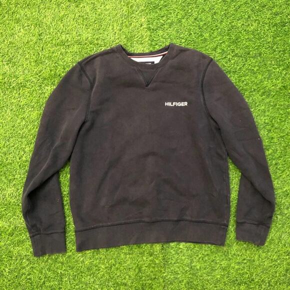 Vintage Tommy Hilfiger Navy Blue Embroidered Sweatshirt - Picture 1 of 4